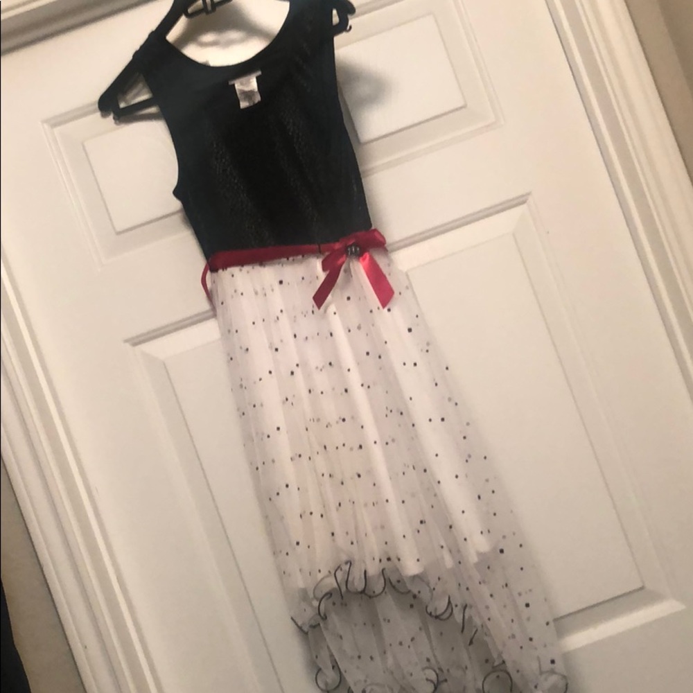 Black and white poka dot girls dress